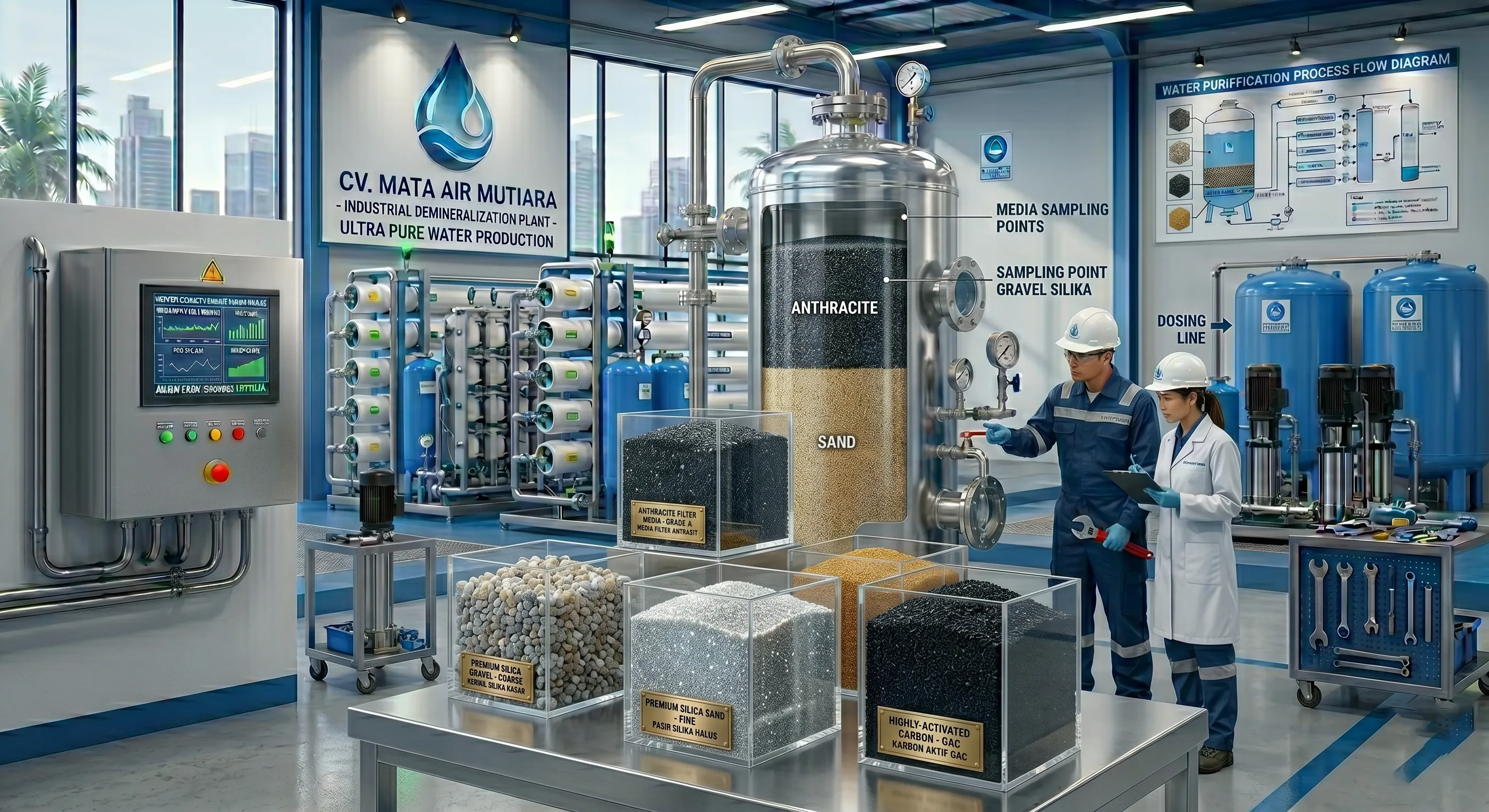 Water Filtration Media | Media Filtrasi Air untuk Water Treatment Industri | CV. Mata Air Mutiara